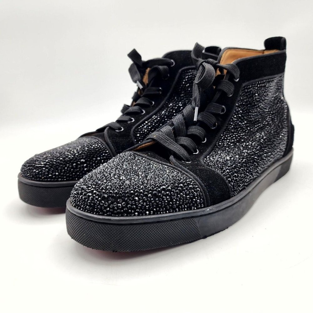 Christian Louboutin Louis Strass Swarovski High Top Sneakers Blk Men US 10/EU 43 - Picture 12 of 16